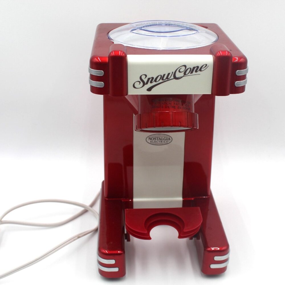 Red Retro Snow Cone Maker Machine Nostalgia Cocktails Ice Shaver Crusher Slushy
